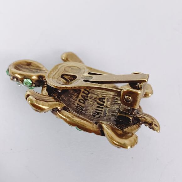 Heidi Daus Simply Irresistible Greem Turtle Clip On Earrings Figural Swarovski - Picture 9 of 11